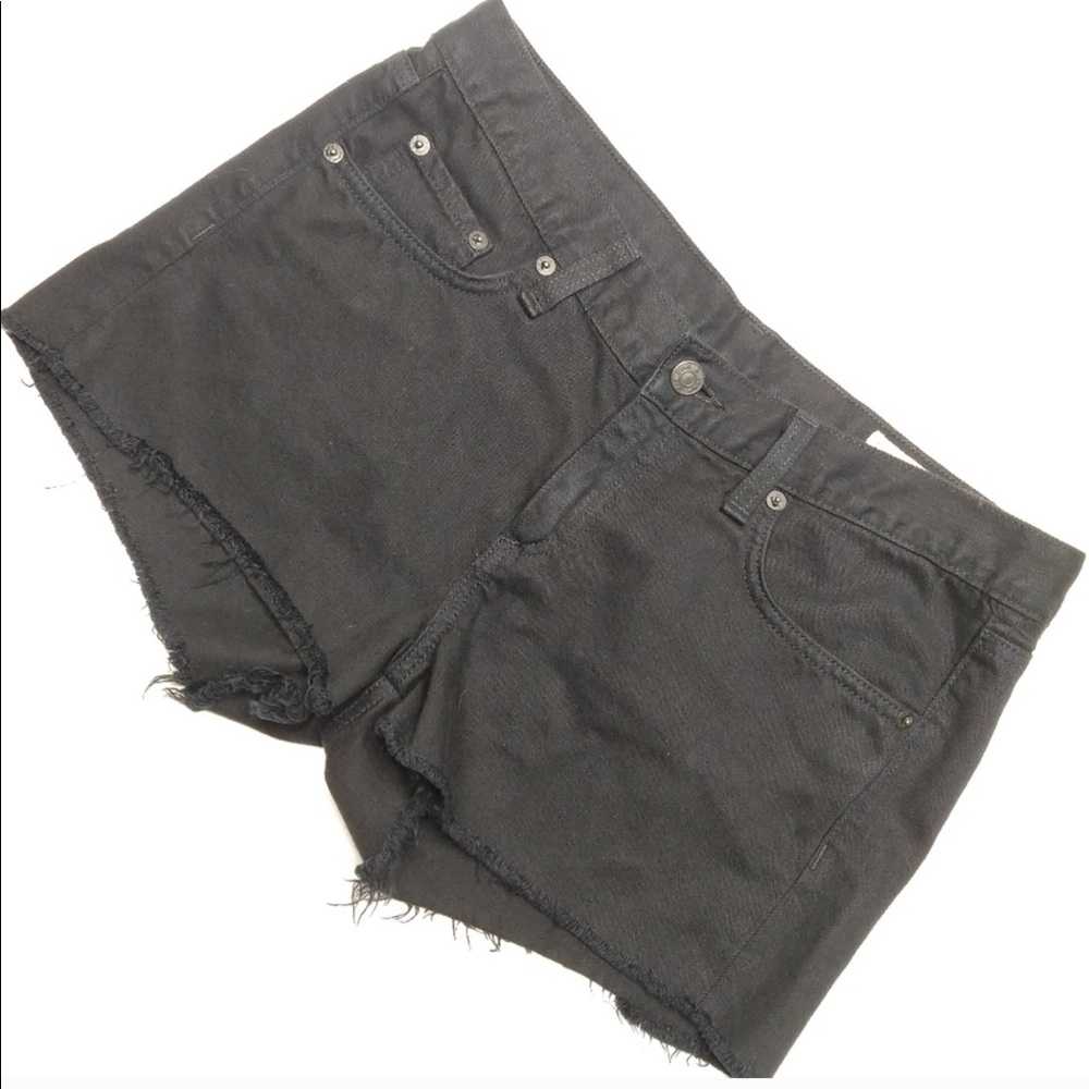 Rag & Bone 26 Black Raw Hem 5 Pocket Jean Shorts